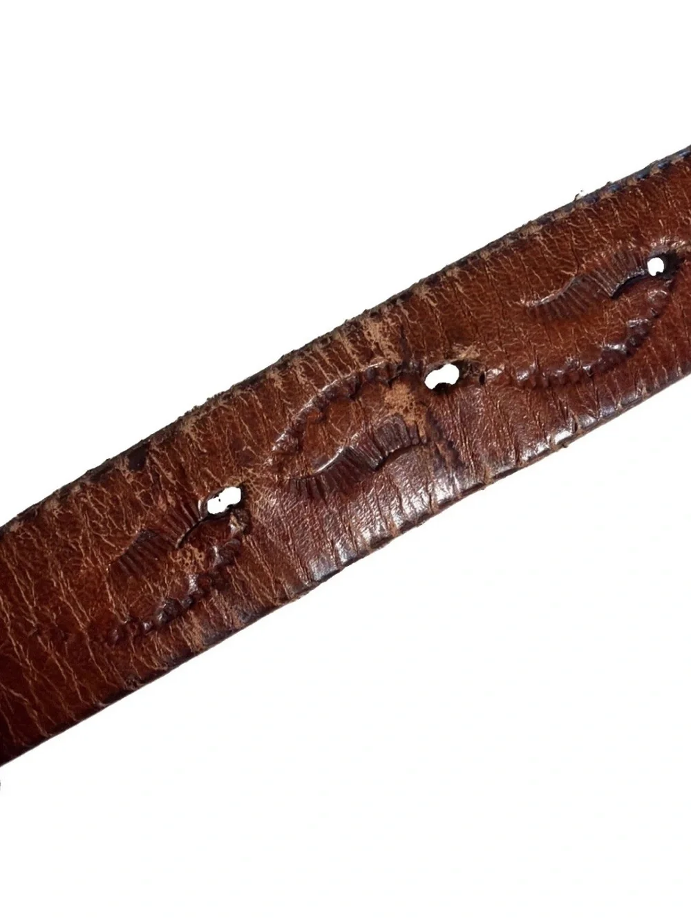 Vintage Leather Hand Tooled Braided Woven Brown Belt Made In Mexico Men’s Sz 46